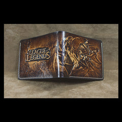 Handmade Leather Tooled Jax Grandmaster at Arms League of Legends Mens billfold Wallet Cool Leather Wallet Slim Wallet for Men