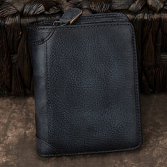 Cool Leather Brown Men's Zipper billfold Small Wallet Bifold Wallet Card Wallet For Men - iwalletsmen