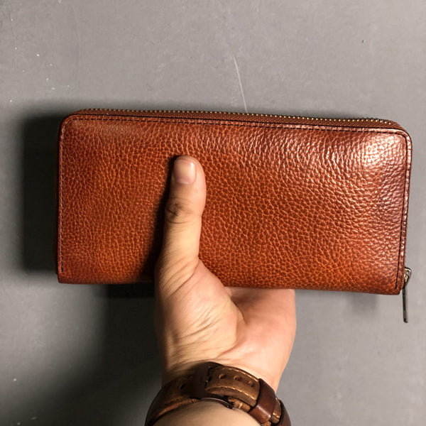 Fashion Black Leather Mens Long Wallet Brown ZIpper Long Wallet Coffee Clutch Wallet Men - iwalletsmen