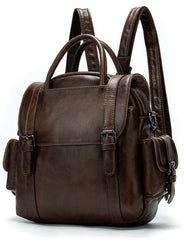 Vintage Mens Leather Small Backpack Handbag Briefcase Shoulder Bag for Men - iwalletsmen