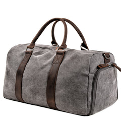 Waxed Canvas Leather Mens Large Fitness Bag Travel Green Weekender Bag Duffle Bag for Men - iwalletsmen