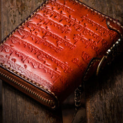 Handmade Leather Tibetan Mens billfold Wallet Cool Chain Wallet Biker Wallet for Men