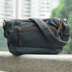 Fashion Blue Denim Mens Womens Side Bag Courier Bag Blue Jean Messenger Bags For Women - iwalletsmen