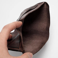 Dark Brown Handmade Leather Mens Bifold Small Wallet Brown billfold Wallet Card Wallet For Men - iwalletsmen