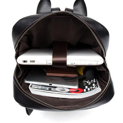 Cool Black Mens Leather 14 inches Computer Backpack College Backpacks School Backpack for men - iwalletsmen