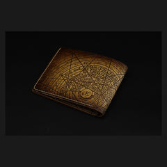Handmade Leather Tooled Diablo3 Mens billfold Wallet Cool Leather Wallet Slim Wallet for Men