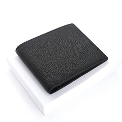 Black Leather Mens Bifold Small Wallet Front Pocket Wallet Slim Small Wallet for Men - iwalletsmen