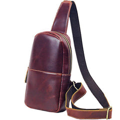 Brown Cool Leather Mens Sling Bag Chest Bag Brown Sling Pack For Men - iwalletsmen