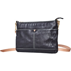 Casual Black Leather Mens 10'' Messenger Bag Brown Courier Bag Side Postman Bag For Men - iwalletsmen