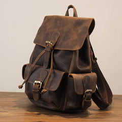 Vintage Mens Leather Small Backpack Travel Backpack Leather School Backpacks for Men - iwalletsmen
