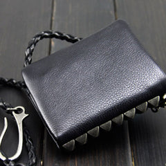 Handmade Leather Mens Chain Biker Wallet Cool Leather Wallet Bifold billfold Wallets - iwalletsmen
