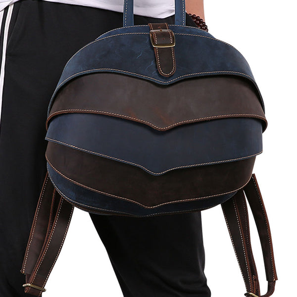 Unique Leather Cool Bug Mens Backpacks Round School Backpack Travel Backpack for Men - iwalletsmen