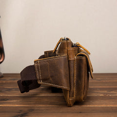 Vintage Brown Leather Men's Fanny Pack Hip Pack Brown Chest Bag Waist Bags For Men - iwalletsmen
