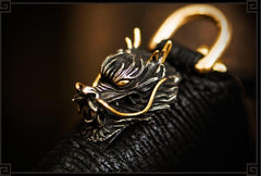 Chinese Dragon Leather Tooled Mens billfold Wallet Cool Chain Wallet Handmade Biker Wallet for Men