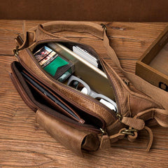 Cool Khaki Mens Leather Fanny Pack Mens Waist Bag Hip Pack Belt Bags Bumbag for Men - iwalletsmen