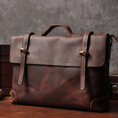Genuine Leather Mens Cool Messenger Bag Briefcase Work Bag Business Bag for men