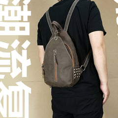 Cool Brown Mens Small Backpacks Vintage School Backpack Travel Backpack Bags for Men - iwalletsmen