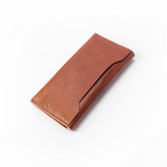Handmade Brown Leather Mens Long Wallet Bifold Long Wallet CellPhone Wallet For Men - iwalletsmen