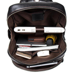 Cool Black Mens Leather 14-inch Computer Backpacks Travel Backpack School Backpacks for men - iwalletsmen