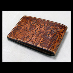 Handmade Leather Tooled Walking Dead License Wallet Mens Card billfold Wallet Cool Leather Wallet Slim Wallet for Men