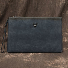 Vintage Tan MENS LEATHER SLIM ZIPPER CLUTCH WRISTLET PURSE BAG CLUTCH BAG FOR MEN - iwalletsmen