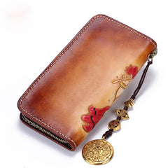 Handmade Leather Ganesha Mens Chain Biker Wallet Cool Leather Wallet With Chain Wallets for Men