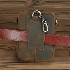 BADASS Brown LEATHER MEN Belt Pouch Belt Bag Waist BAG MIni Side Bag FOR MEN - iwalletsmen