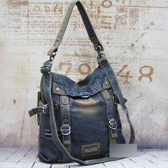 Blue Denim Mens Casual Large Square Messenger Bags Jean Postman Bag Courier Bag For Men - iwalletsmen