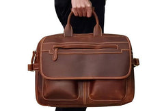 Vintage Cool Leather Briefcase Handbag Business Briefecases Shoulder Bag for men - iwalletsmen