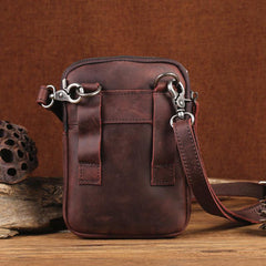 Cool Mens Leather Barrel Belt Pouch Mini Shoulder Bag Waist Bag Belt Phone Holster For Men - iwalletsmen