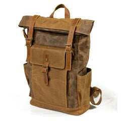 Waxed Canvas Mens Backpacks Canvas Travel Backpack Canvas School Backpack for Men - iwalletsmen