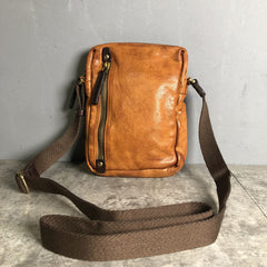 Cool BROWN LEATHER MEN'S Vertical Small Side Bags MESSENGER BAG BLACK Black Courier Bags FOR MEN - iwalletsmen