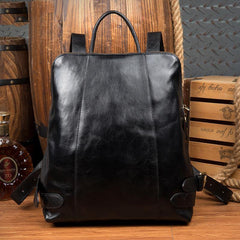 Casual Black Mens Leather 15-inch Computer Backpack Brown Travel Backpack School Backpack for men - iwalletsmen