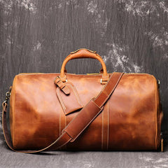 Casual Leather Men 16 inches Large Overnight Bags Travel Bags Brown Weekender Bags For Men - iwalletsmen