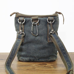 Blue Denim Mens Casual Small Vertical Messenger Bag Jean Belt Bag Belt Pouch For Men - iwalletsmen
