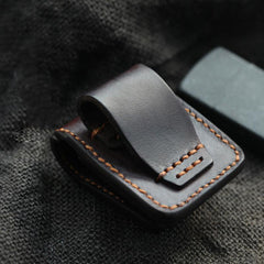 Cool Dark Brown Handmade Leather Mens Standard Zippo Lighter Case With Belt Loop Lighter Holders For Men - iwalletsmen