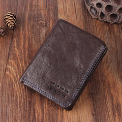 Genuine Leather Mens Cool Slim Leather Wallet Men Small Wallets Bifold for Men