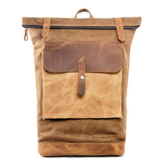 Cool Canvas Leather Mens Large Waterproof Green Backpack Travel Backpack Black Computer Backpack for Men - iwalletsmen