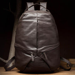 Black Fashion Mens Leather 15-inches Large Backpacks Coffee Travel Backpacks School Backpacks for men - iwalletsmen