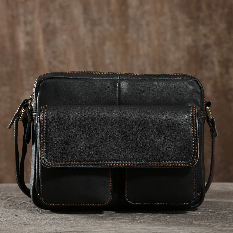 Handmade Leather Mens Cool Shoulder Bag Messenger Bag Chest Bag Bike Bag Cycling Bag for men