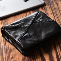 Handmade Mens Cool billfold Leather Wallet Men Small Slim Wallets Bifold for Men