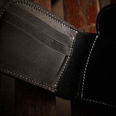 Handmade Leather Bifold Mens billfold Wallet Cool Slim Wallet Biker Wallet for Men