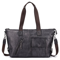 Casual Black Brown Leather Men Handbag Overnight Bags Travel Bags Weekender Bags For Men - iwalletsmen