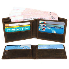 Bifold Leather Mens Wallet Small Wallet billfold Wallet Driver's License Wallet for Men - iwalletsmen