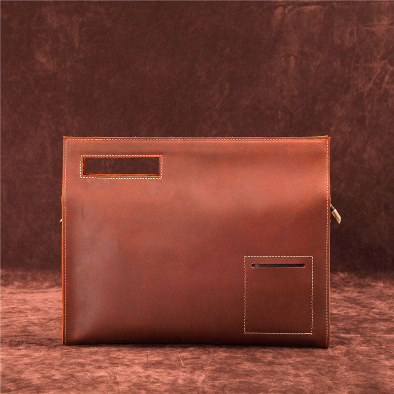 Dark Brown MENS LEATHER SLIM CLUTCH ENVELOPE BAG CLUTCH BAG FOR MEN - iwalletsmen