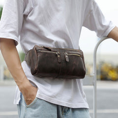 COOL Dark Brown LEATHER MENS FANNY PACK BUMBAG WAIST BAG FOR MEN - iwalletsmen
