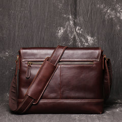 Brown Leather Mens 12 inches Large Laptop Side Bag Courier Bag Messenger Bag Postman Bag For Men - iwalletsmen