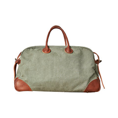 Vintage Mens Green Leather Canvas Large Weekender Bag Canvas Travel Shoulder Bag Large Duffle Bags for Men - iwalletsmen