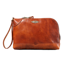 Genuine Leather Black Mens 8 inches Clutch Bag Zipper Tan Clutch Wallet Wristlet Wallet for Men - iwalletsmen