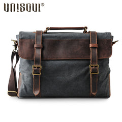 Mens Canvas Leather Cool Side Bag Messenger Bag Canvas Handbag for Men - iwalletsmen